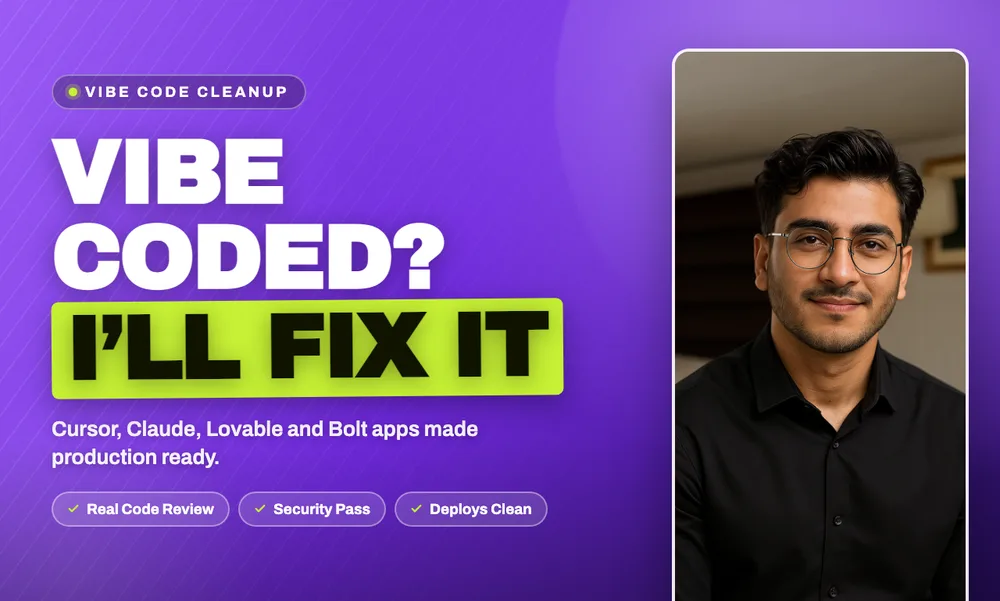 Fiverr gig cover: Fix and clean your Cursor, Claude or Lovable app